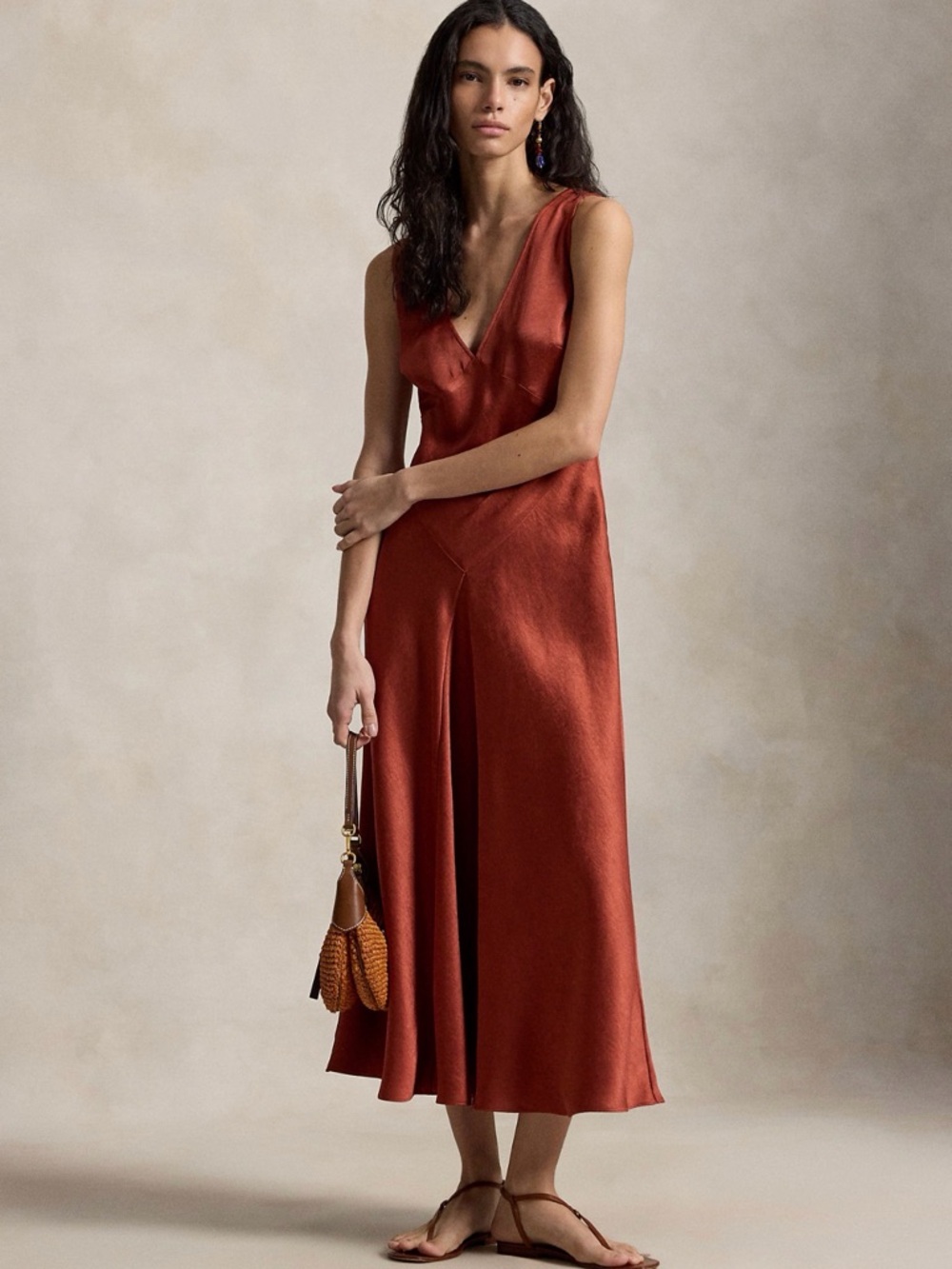 RALPH LAUREN - Satin Paneled Dress
